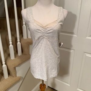 NWT, Brunollo Cucinelli, gray top w silk insert